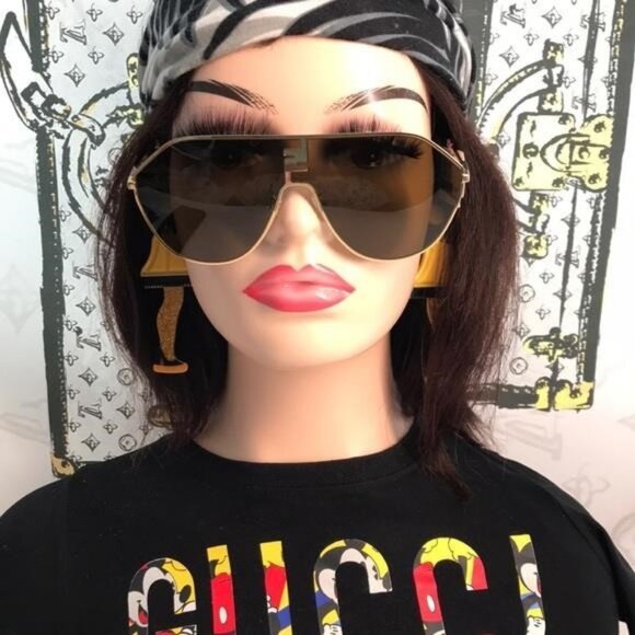 NEW Fendi FE40080U 30E Aviator Sunglasses – Gold / Brown 65mm – 100% Authentic - Picture 5 of 11